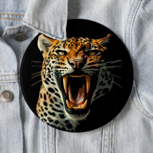 Badge Rond 15,2 Cm Tête d'attaque du léopard