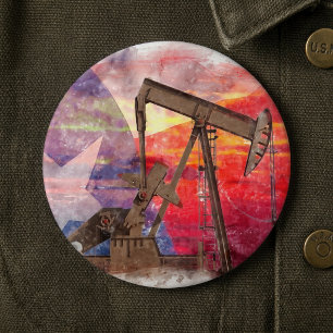 Badge Rond 15,2 Cm Texas Oil Pumpjack : patrimoine artistique de l'Ét