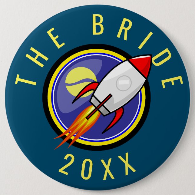 Badge Rond 15,2 Cm Texte personnalisable Retro Rocket (Devant)