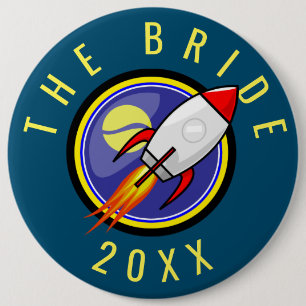 Badge Rond 15,2 Cm Texte personnalisable Retro Rocket