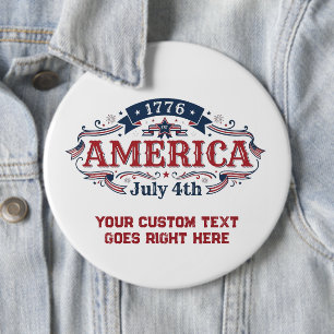 Badge Rond 15,2 Cm Texte personnalisé 4 juillet 1776