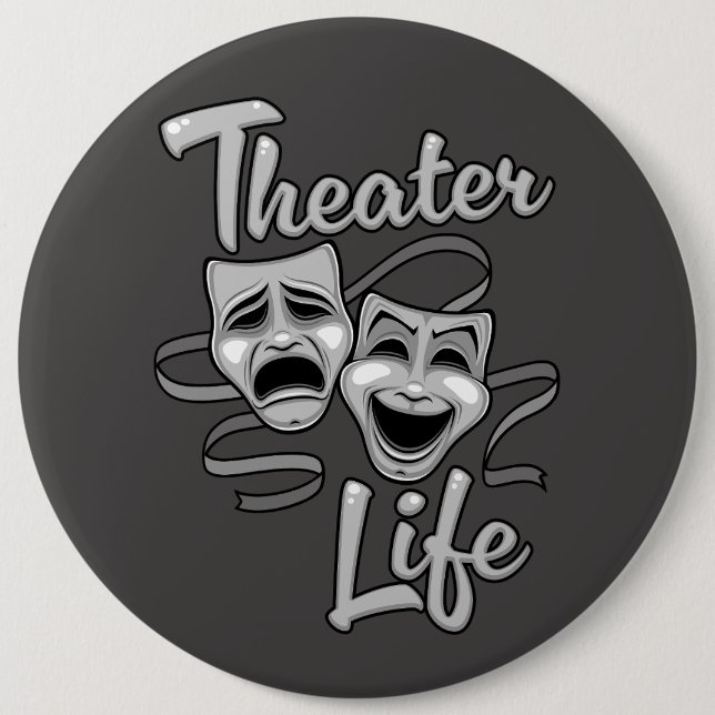 Badge Rond 15,2 Cm Théâtre Vie Comédie et masques de tragédie (Devant)