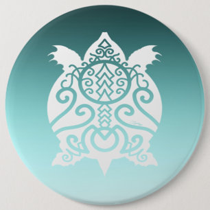 Badge Rond 15,2 Cm Tortue Snapper Silhouette Blanche