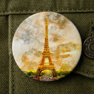 Badge Rond 15,2 Cm Tour Eiffel à Paris au coucher du soleil nr1