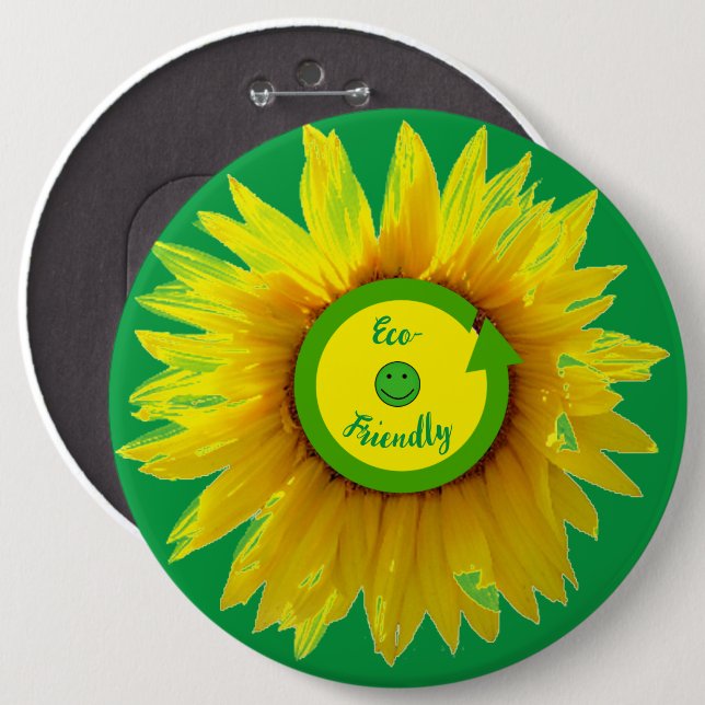 Badge Rond 15,2 Cm Tournesol tendance vert écocompatible (Devant & derrière)