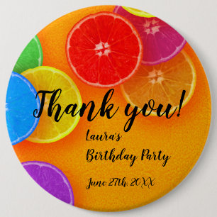 Badge Rond 15,2 Cm Tranches d'orange amusantes Merci Fête d'anniversa