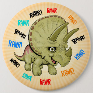 Badge Rond 15,2 Cm Tricératops