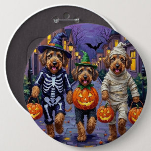 Badge Rond 15,2 Cm Trottinette Airedale Terriers Trick-or-Treating Ha
