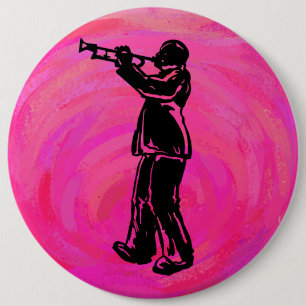 Badge Rond 15,2 Cm Trumpet Boogie Nuits New York Hot rose