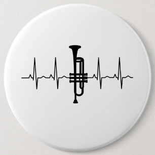 Badge Rond 15,2 Cm Trumpet Hearbeat