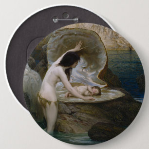 Badge Rond 15,2 Cm Un bébé d'eau et algues Bikini Sirène nymphe