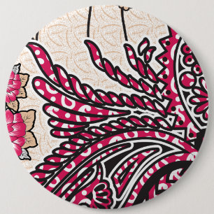 Badge Rond 15,2 Cm Un design cachemire décoratif avec rouge vif et ép