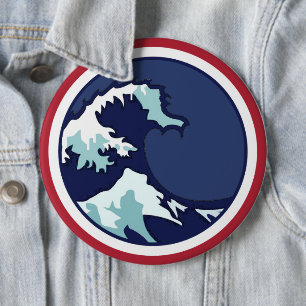 Badge Rond 15,2 Cm Vague bleue