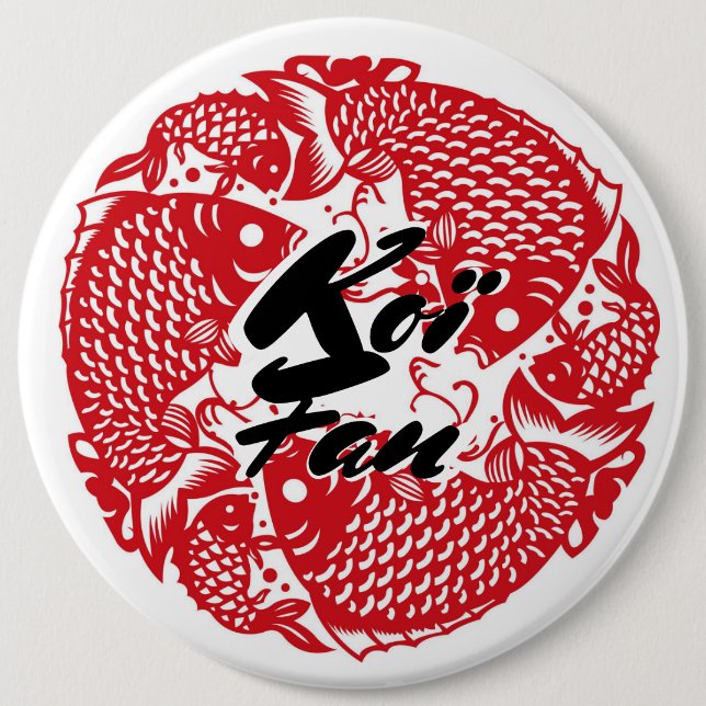Badge Rond 15,2 Cm Ventilateur de poisson Koï (Devant)