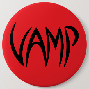 Badge Rond 15,2 Cm Version Texte Vamp (rouge/noir)