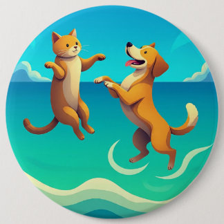 Badge Rond 15,2 Cm Very nice and beautiful Dog and cat design on