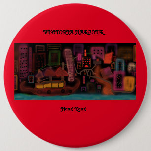 Badge Rond 15,2 Cm Victoria Harbour, Hong Kong 1960-
