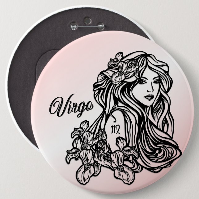 Badge Rond 15,2 Cm Vierge du zodiaque Vierge (Devant & derrière)