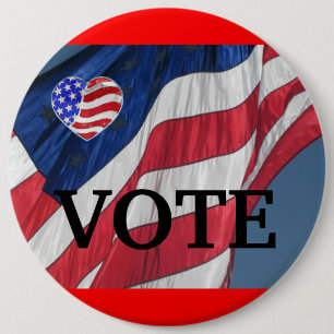 Badge Rond 15,2 Cm Vote - Bouton d'élection de campagne