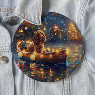 Badge Rond 15,2 Cm Voyage de Noël du Cocker Spaniel
