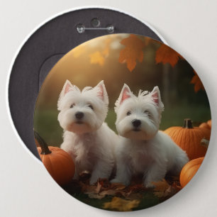 Badge Rond 15,2 Cm West Highland White Terrier Chiot Citrouille d'aut