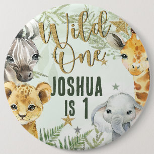 Badge Rond 15,2 Cm Wild One Safari Animaux 6 cm Insigne rond