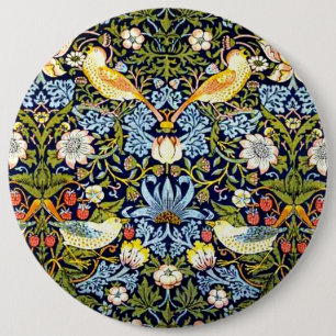 Badge Rond 15,2 Cm William Morris, Strawberry Thief,