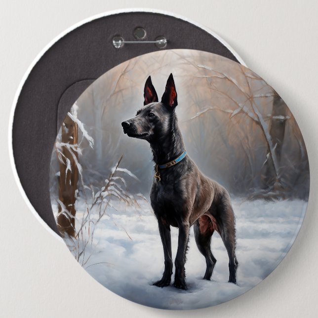 Badge Rond 15,2 Cm Xoloitzcuintli Laisser neiger Noël (Devant & derrière)