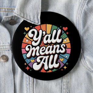 Badge Rond 15,2 Cm Y'all signifie tout rétro