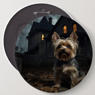 Badge Rond 15,2 Cm Yorkshire Terrier Halloween Épouvantable