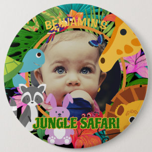 Badge Rond 15,2 Cm Zoo Wild Animal Jungle Safari Anniversaire de enfa