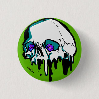 Badge Rond 2,50 Cm とけてる髑髏（緑）　Your Custom 丸い缶バッジ