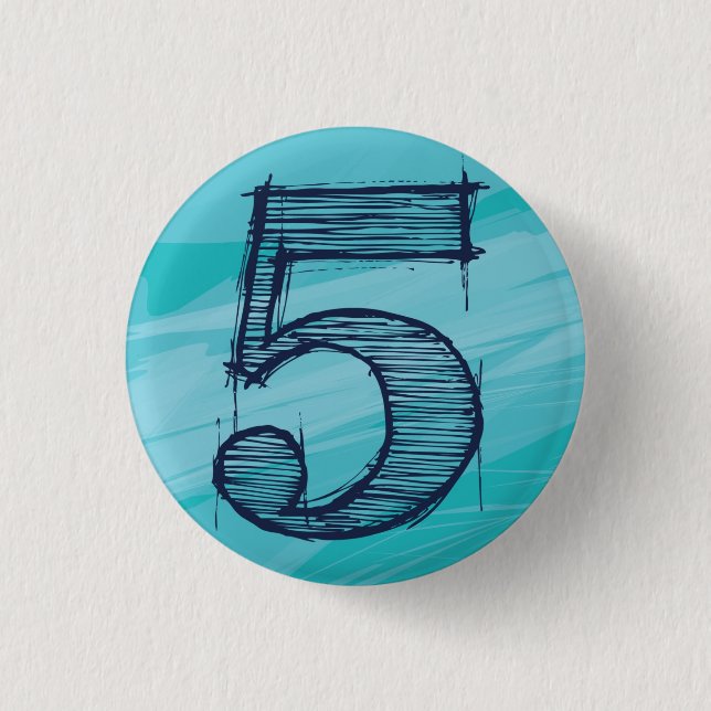 BADGE ROND 2,50 CM 【数字】5バッチ（水色） (Devant)