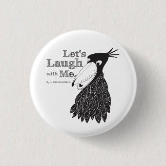 BADGE ROND 2,50 CM 笑うハシビロコウ 黒