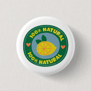 Badge Rond 2,50 Cm 100% Symbole citron naturel Bouton