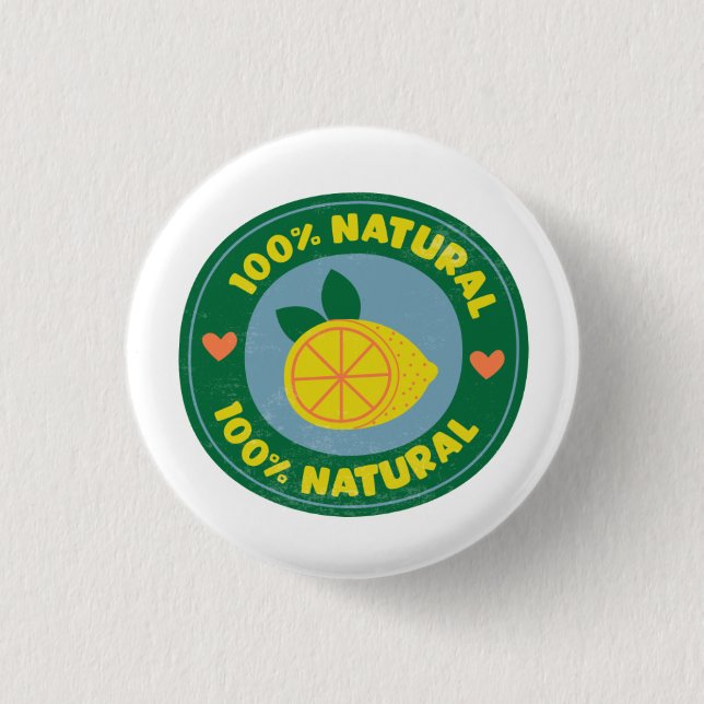 Badge Rond 2,50 Cm 100% Symbole citron naturel Bouton (Devant)