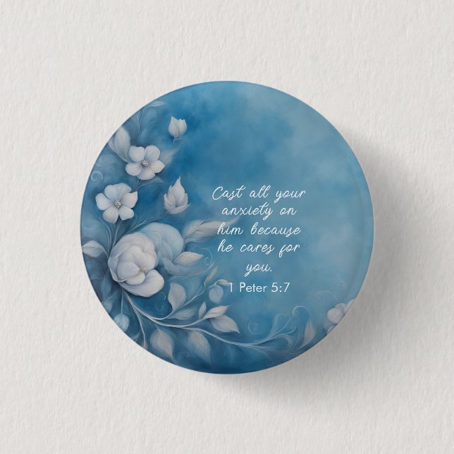 Badge Rond 2,50 Cm 1 Pierre 5:7 Bible Verset Image (Devant)