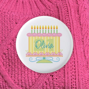 Badge Rond 2,50 Cm 21e anniversaire gâteau Nom personnalisé