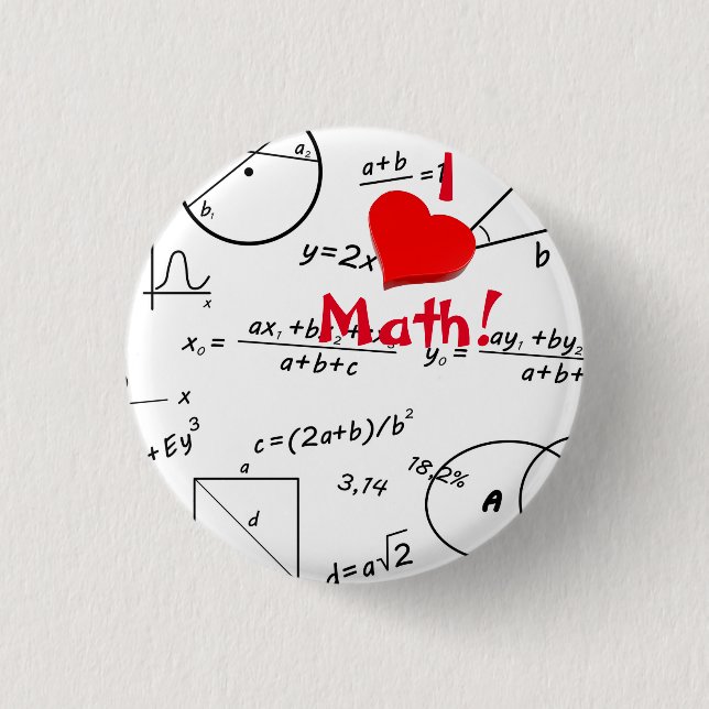 Badge Rond 2,50 Cm 3D J'aime Math tableau blanc (Devant)
