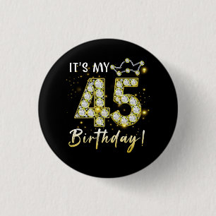 Badge Rond 2,50 Cm 45 ans C_s mon anniversaire 45e anniversaire Diamo