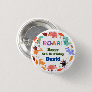 Badge Rond 2,50 Cm 5e cadeau d'anniversaire Dinosaures