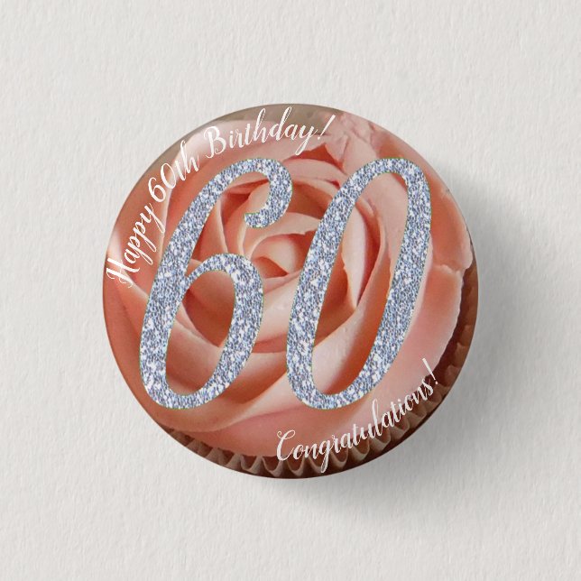 Badge Rond 2,50 Cm 60e Anniversaire Cupcake 3 Cm Round Badge (Devant)