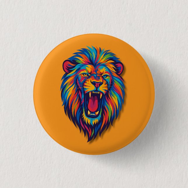 Badge Rond 2,50 Cm A PAINTED LION button (Devant)