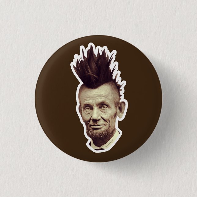 Badge Rond 2,50 Cm Abe avec un bouton de Mohawk (Devant)