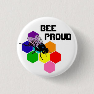 Badge Rond 2,50 Cm Abeille fière - drapeau bisexuel