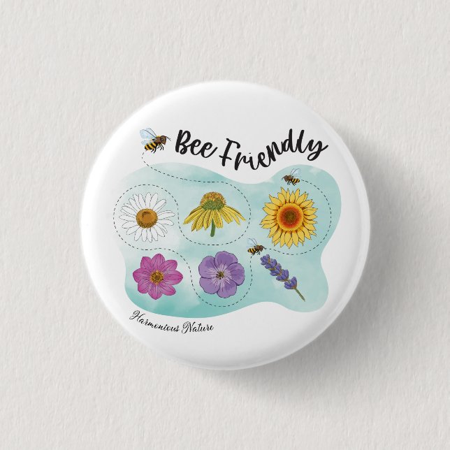Badge Rond 2,50 Cm Abeille - Harmonieux Nature (Devant)