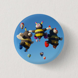 Badge Rond 2,50 Cm Abeilles chaudes de ballon à air - goupilles de