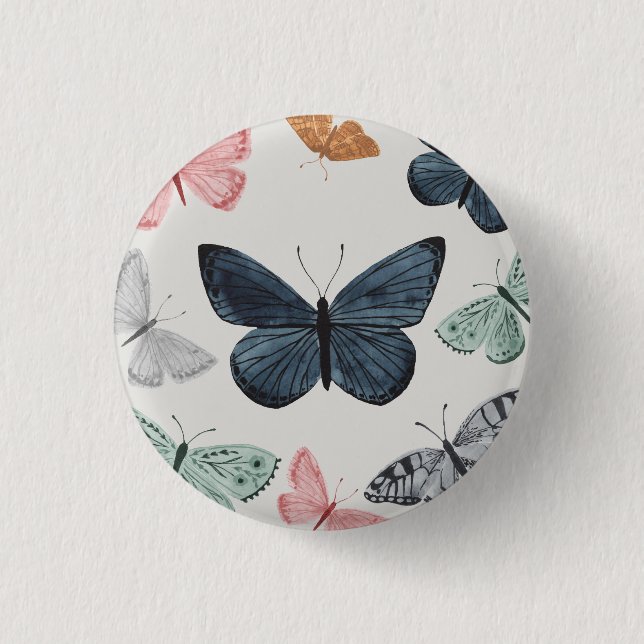 Badge Rond 2,50 Cm Accessoires de fête papillon bohème (Devant)