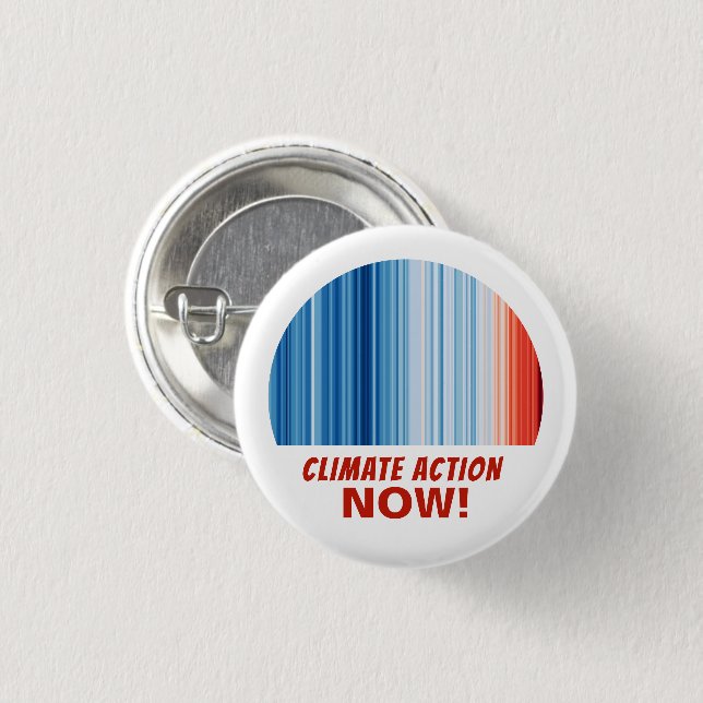 Badge Rond 2,50 Cm Action climatique maintenant ! Bandes réchauffemen (Devant & derrière)