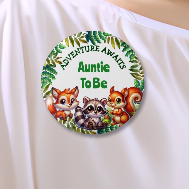 Badge Rond 2,50 Cm Adventure Attend Tante Pour Être Baby shower (Créateur téléchargé)